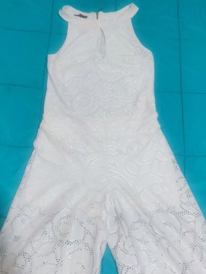 Jumpsuit used, bell style, white, size S
