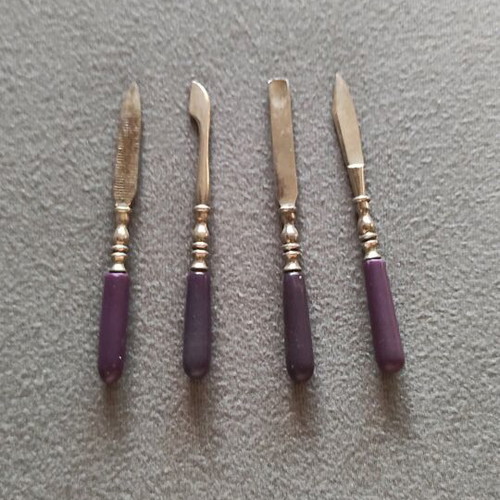 Vintage manicure set used, metal with plastic handles