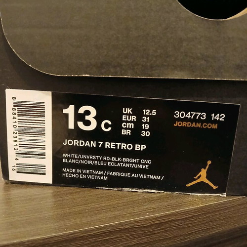 Jordan 7 Retro BP athletic shoes used, kids size 31