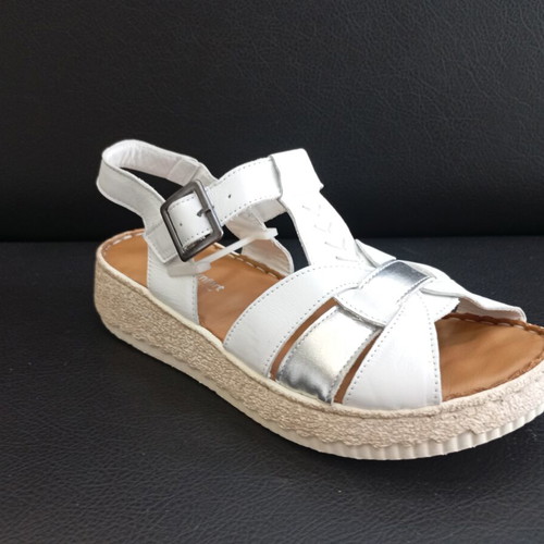 Leather platform sandals with silver detail, size 37