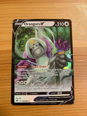 Αυθεντική κάρτα Pokémon Oranguru V 133/189 Holo Rare (Sword & Shield)