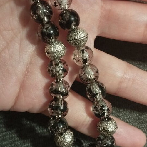 Handmade komboloi with glass beads and metal tassel like new