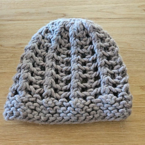 Knitted Women's Hat with Openings like new, size S, gray-pink