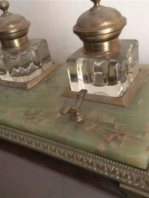 Μελανοδοχείο όνυχας αντίκα μεταχειρισμένο με μεταλλική μπορντούρα