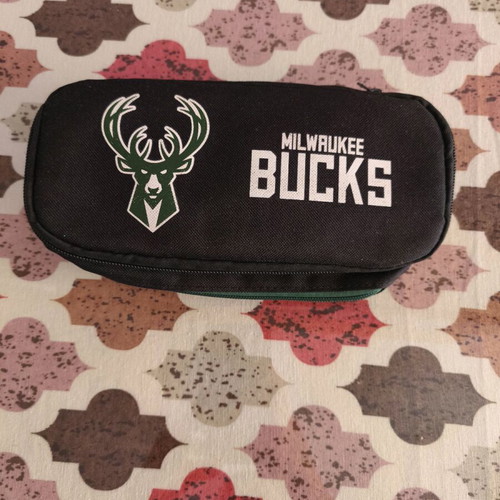 Milwaukee Bucks School Pencil Case like new, 2 zippered compartments