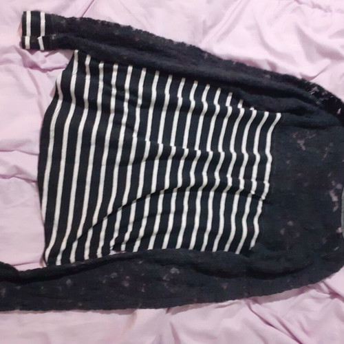 BSB striped blouse with transparency new, black and white