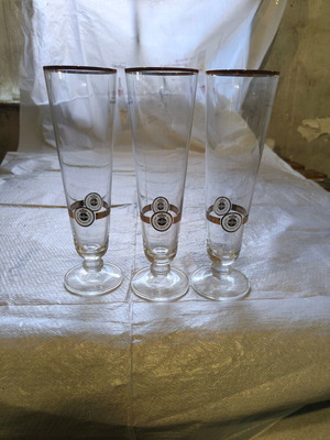 Warsteiner Beer Glasses Vintage Set of 6 with Gold Rim 0.3L