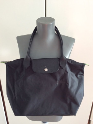 Longchamp Le Pliage One M tote bag black used, canvas 40x27 cm