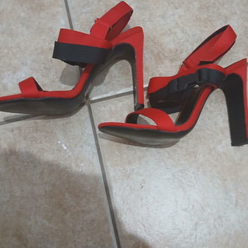 Girlhood women's red and black high-heeled sandals, size 39