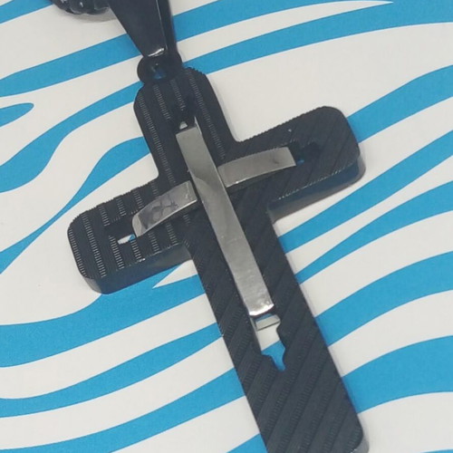 Men's Double Cross Pendant Stainless Steel New with Chain