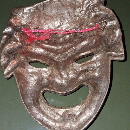 Solid Brass Theatrical Comedy Mask vintage from Greece