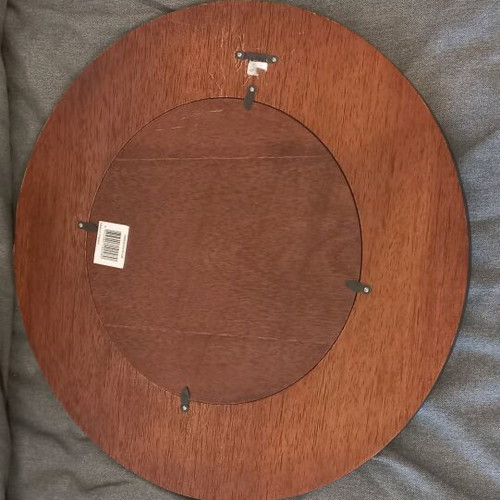 Decorative round mirror with wooden frame, 45cm diameter, like new