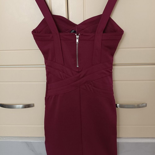 H&M Divided fitted mini dress, deep burgundy