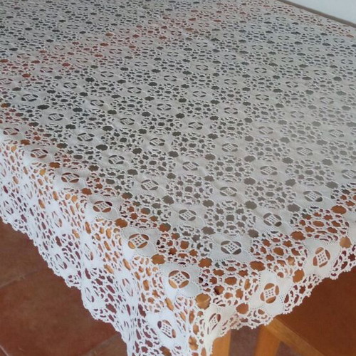 Handmade knitted tablecloth like new, light beige