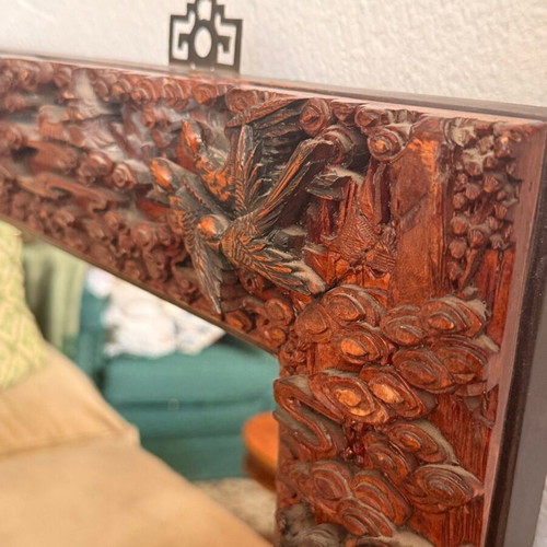 Carved Handmade Mirror used, Asian style wood 100x70x4.5 cm
