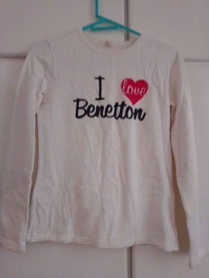 Детска риза Benetton употребявана, размер 11-12, 160см, бяла