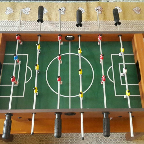 Wooden tabletop foosball with legs, dimensions 37×70×23