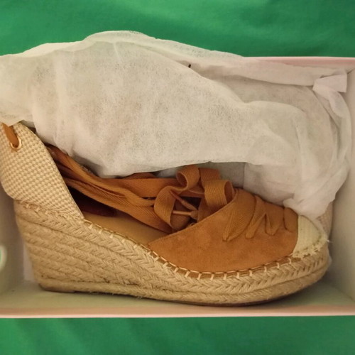 Espadrille platform sandals camel used size 38-38.5