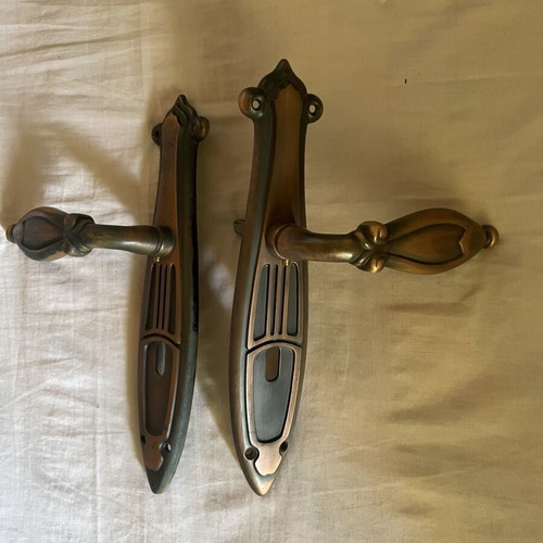 Pasini Fratelli Sabbio door handles used, solid brass, height 26.5 cm