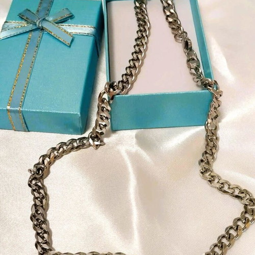 Steel chain 55 cm length and 5mm link width new silver
