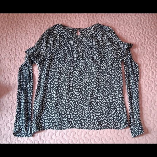 Women's leopard print blouse with frill, H&M, size medium, like new