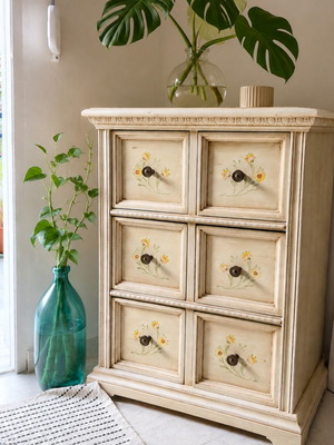 Vintage floral συρταριέρα shabby chic σαν καινούργιο