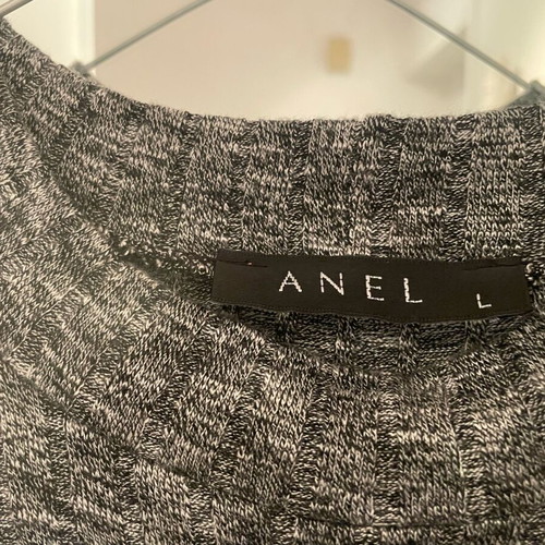 Anel dress gray melange sleeveless rib knit with metal belt new