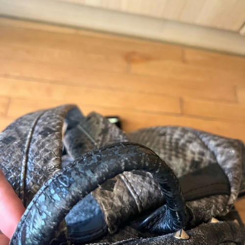 MCM Stark Python Print Backpack used, gray with studs