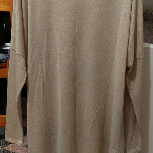 Women's blouse with long sleeves and sequin design like new, beige