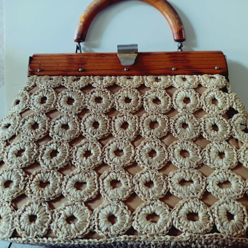 Vintage handmade summer straw handbag new