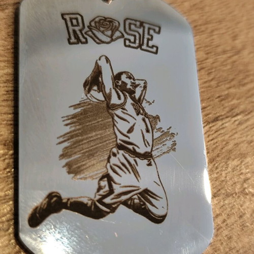 Derrick Rose men's pendant new, silver stainless steel dog tag