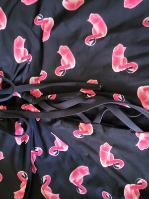 Strapless one-piece swimsuit with flamingo print, size M