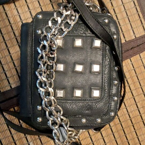 Black shoulder bag with wallet like new and studs