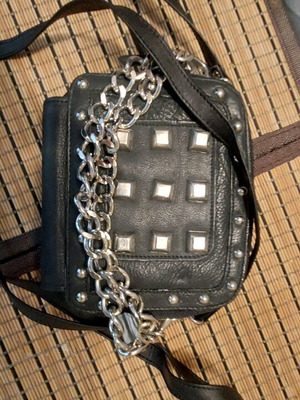 Black shoulder bag with wallet like new and studs
