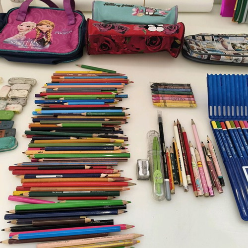 School art and craft supplies used, set