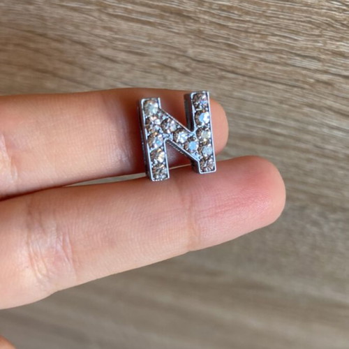Decorative bead shaped like letter N silver, like new