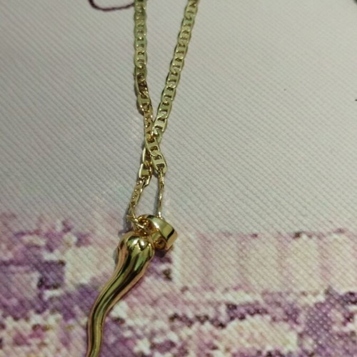 Gold plated steel necklace with pendant new