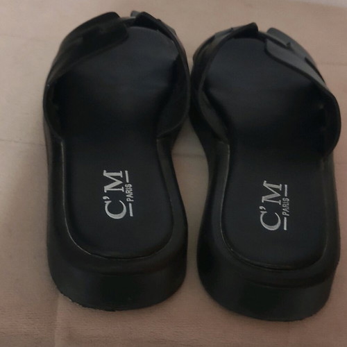 Black slide sandals size 37 like new, Greek made