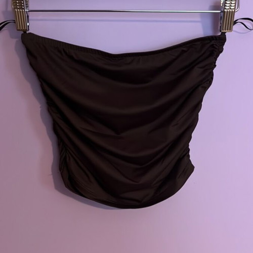 Brown strapless top Pink Woman like new, side ruching, size M