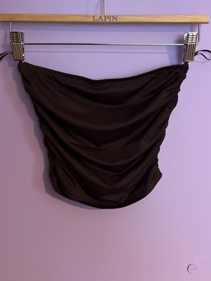 Brown strapless top Pink Woman like new, side ruching, size M