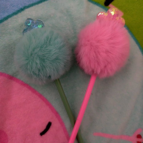 Set of pencils with fluffy impressive tip like new
