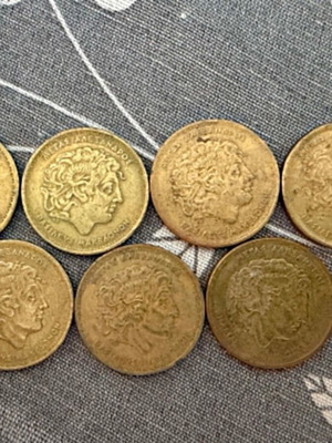 Collection of 7 used 100 drachma coins, Alexander the Great