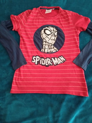 Spiderman blouse like new with sequins for ages 13-14