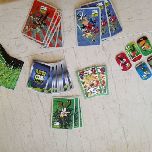 Ben 10 collectible cards and taps used, set of 30+5