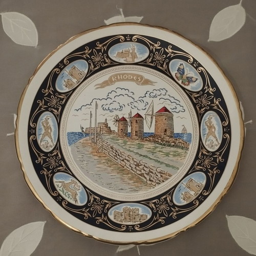 Handmade hanging ceramic decorative plate Rhodes