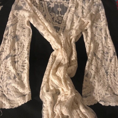 Lace cardigan ethnic boho women's size M/L like new, beige