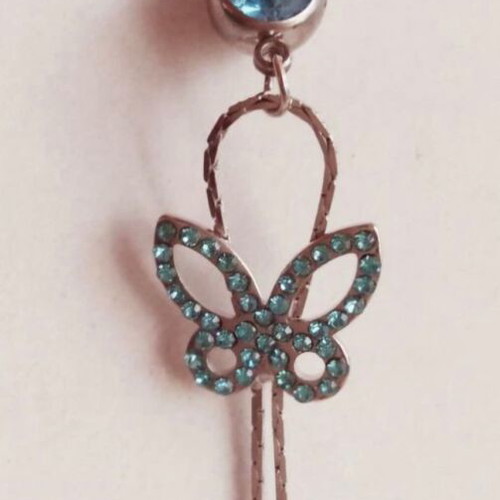 Navel piercing butterfly blue made of surgical steel new