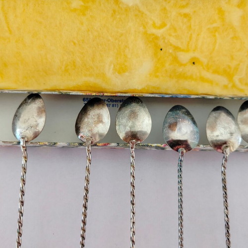 Werner Rupp metal spoons set of 6 used with semi-precious stones