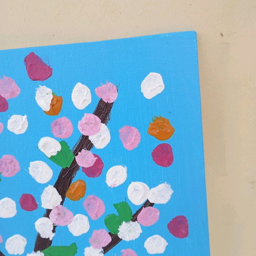 Almond Blossom Painting on Canvas like new, acrylic 18x26cm