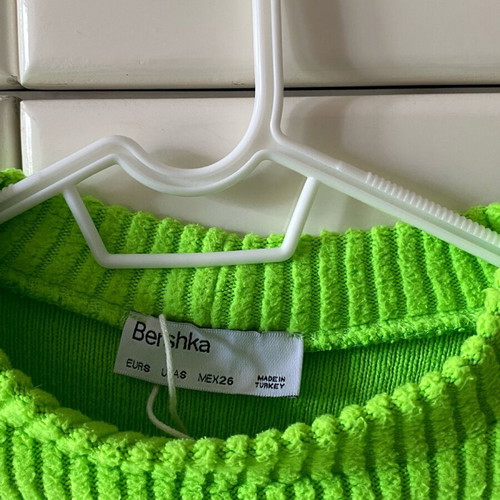 Bershka knitted sweatshirt neon green size S like new